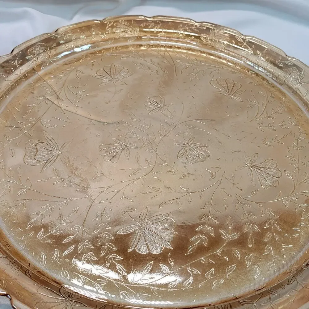 Jeannette Glass Peach Amber Plate 11